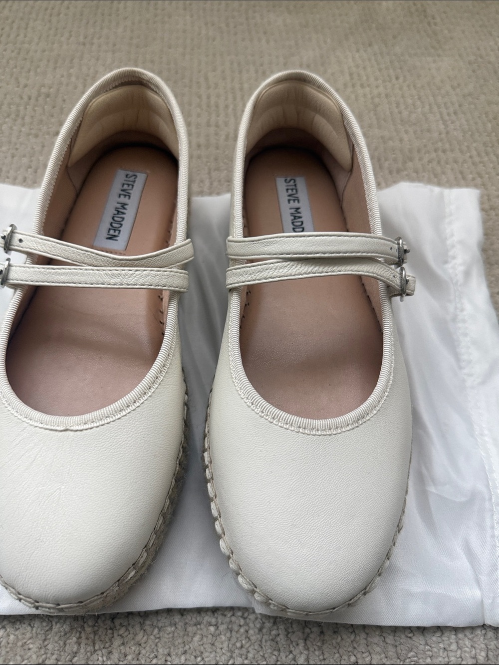 Steve Madden Ivory Double-Strap Mary Jane Espadrilles